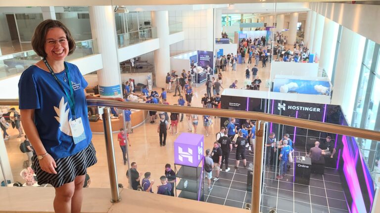 Ruth Kalinka + view over Sponsor Hall WCEU 2023