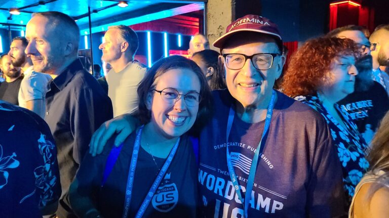 Ruth Kalinka + Bud Kraus in WCUS Philly shirts WCEU 2023
